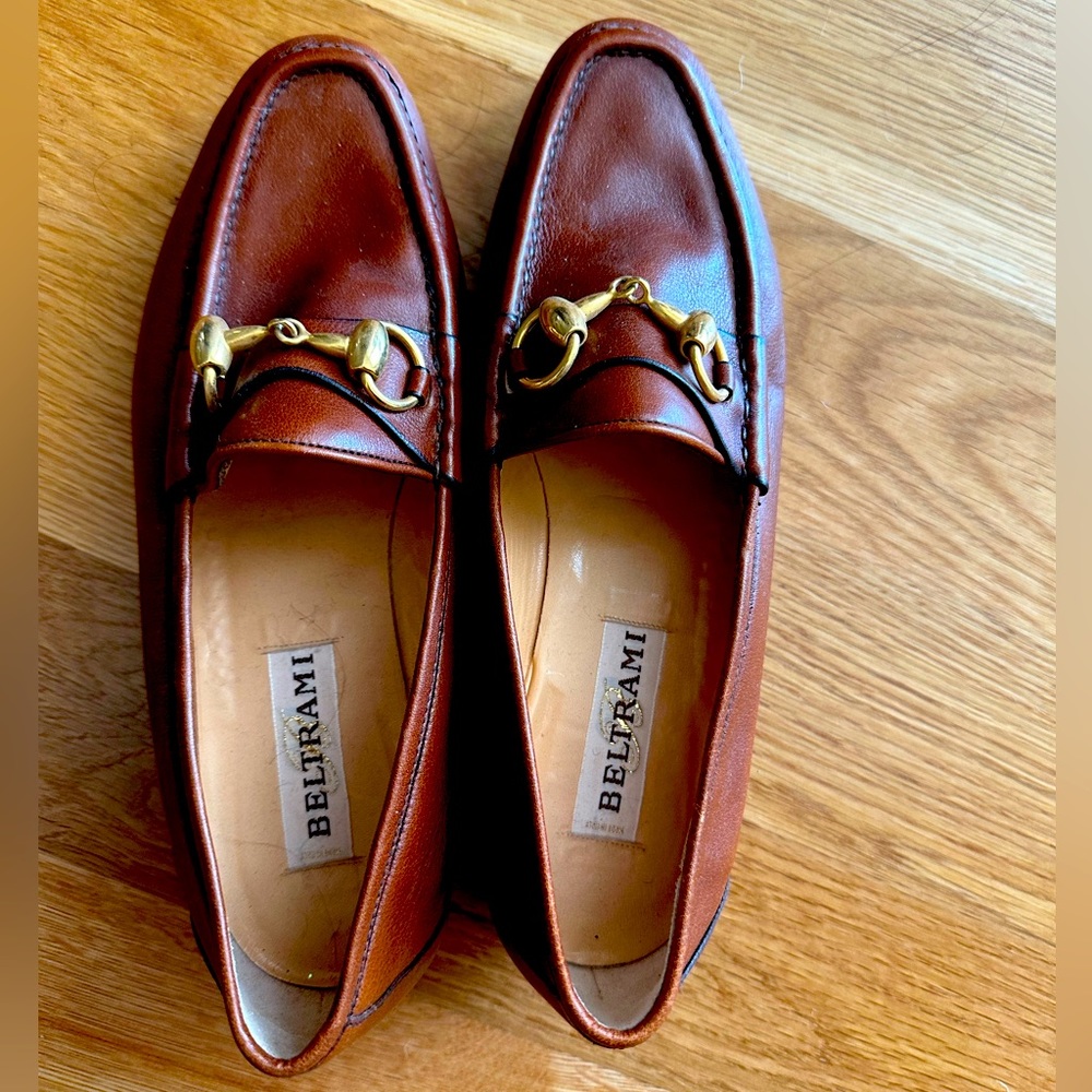 Beltrami brown leather loafers; excellent condition!!
